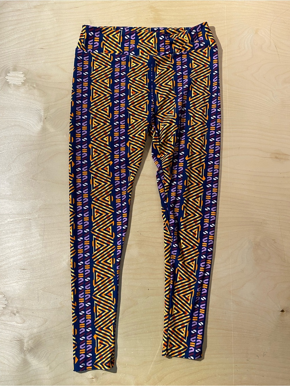 LuLaRoe Tribal Stripe Leggings - Purple & Yellow Tall & Curvy (SZ)